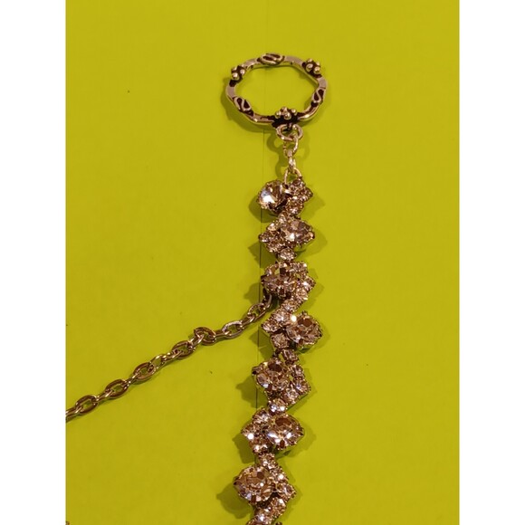 Beautiful  Handmade By Me Clear Fancy Rhinestone Slave bracelet or hand flower - Picture 7 of 8